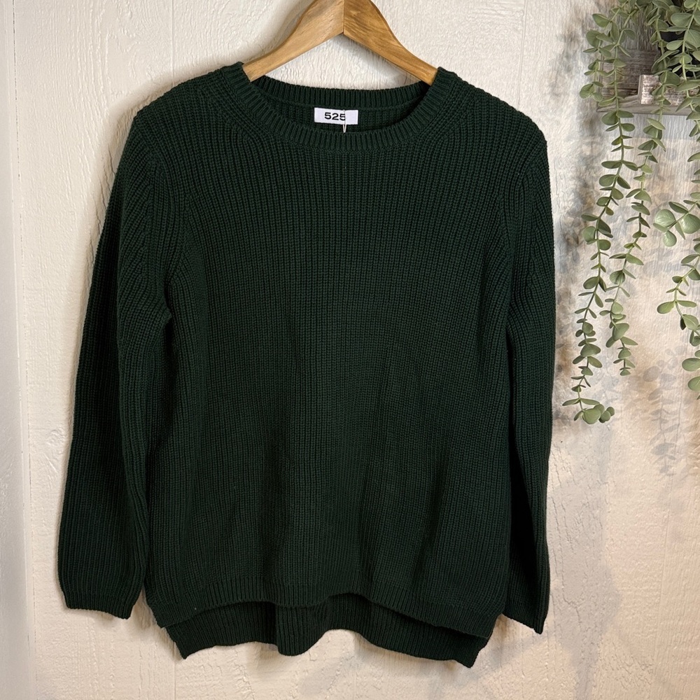 EMMA crewneck shaker stitch‎ cotton sweater NWOT jewel green